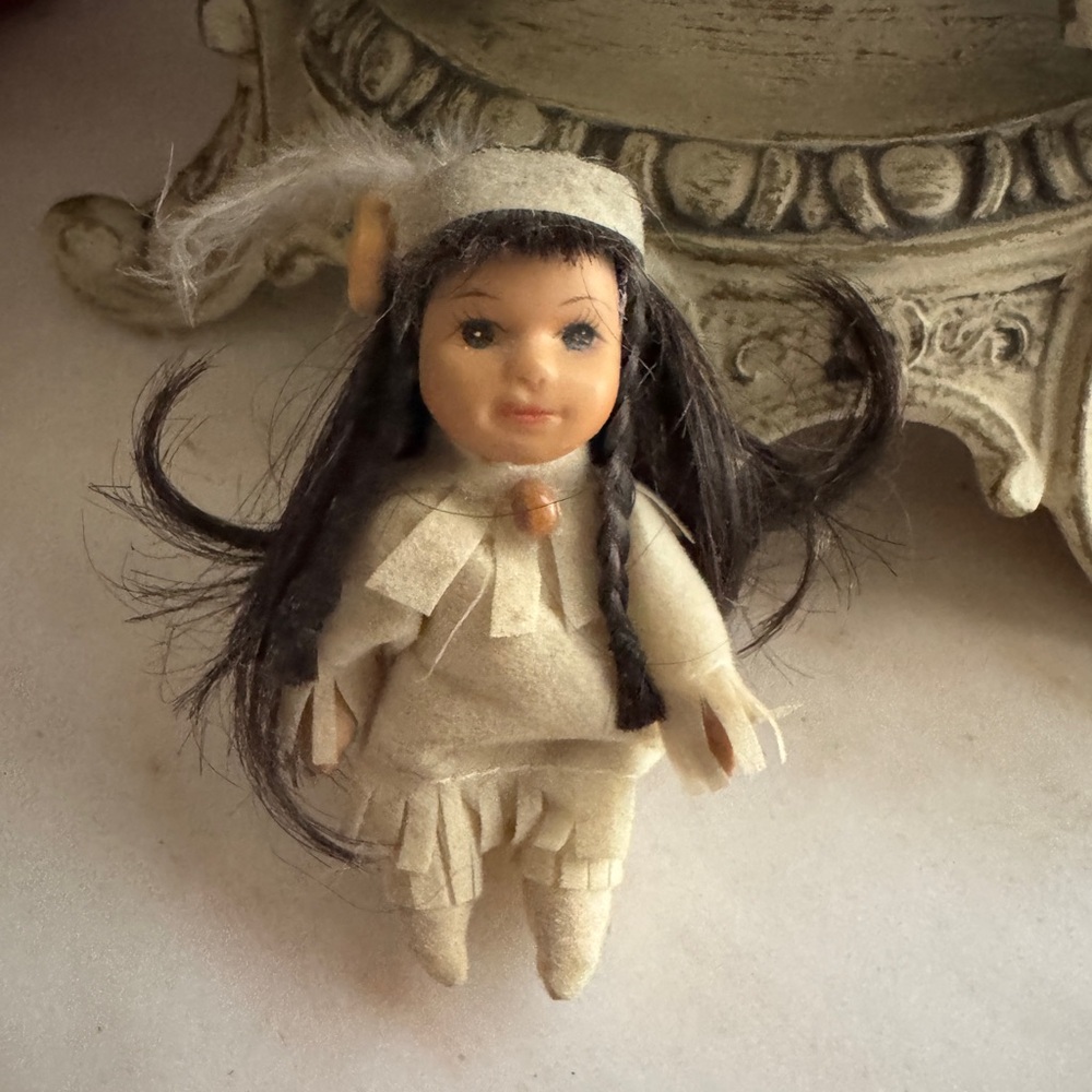 Vintage Native American Porcelain 3" Doll
